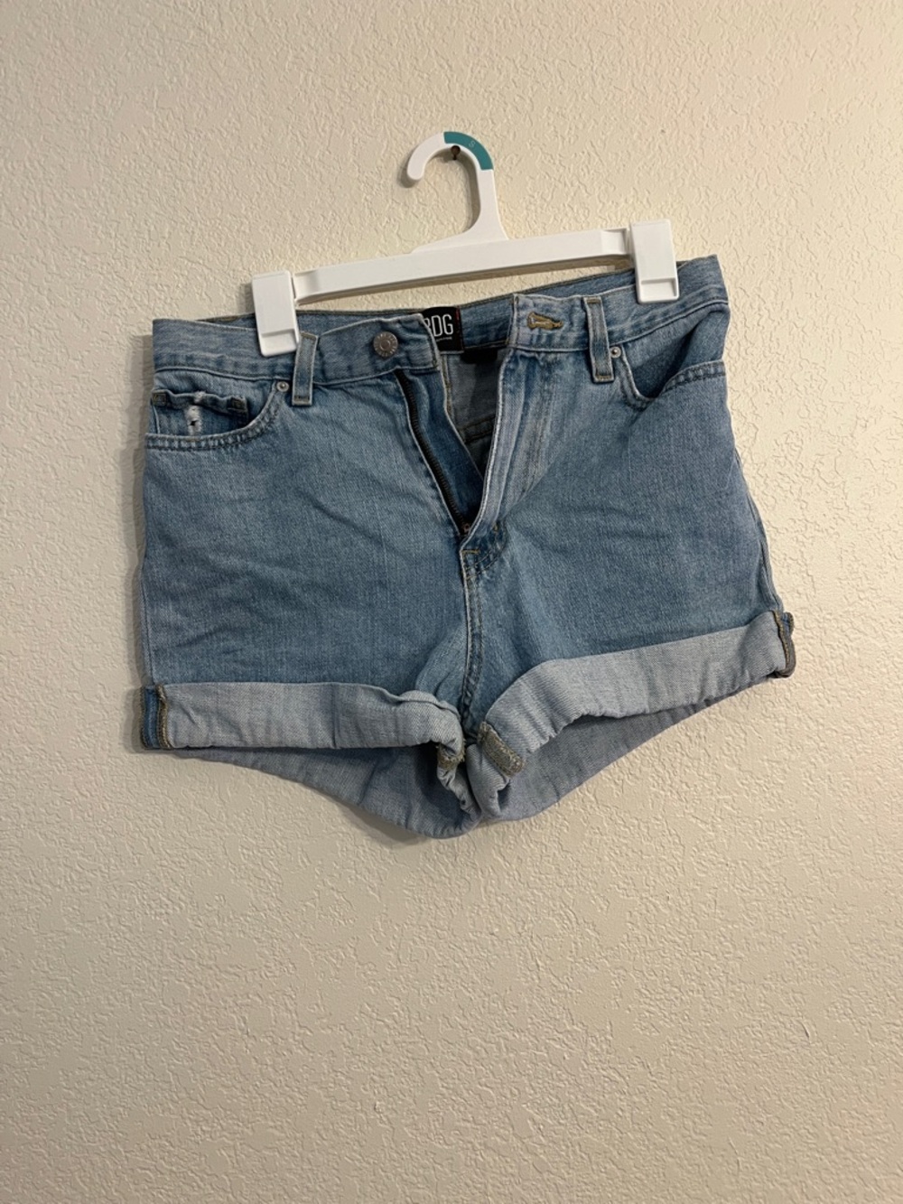 BDG Light Wash Rolled Cuff High-Rise Denim Shorts